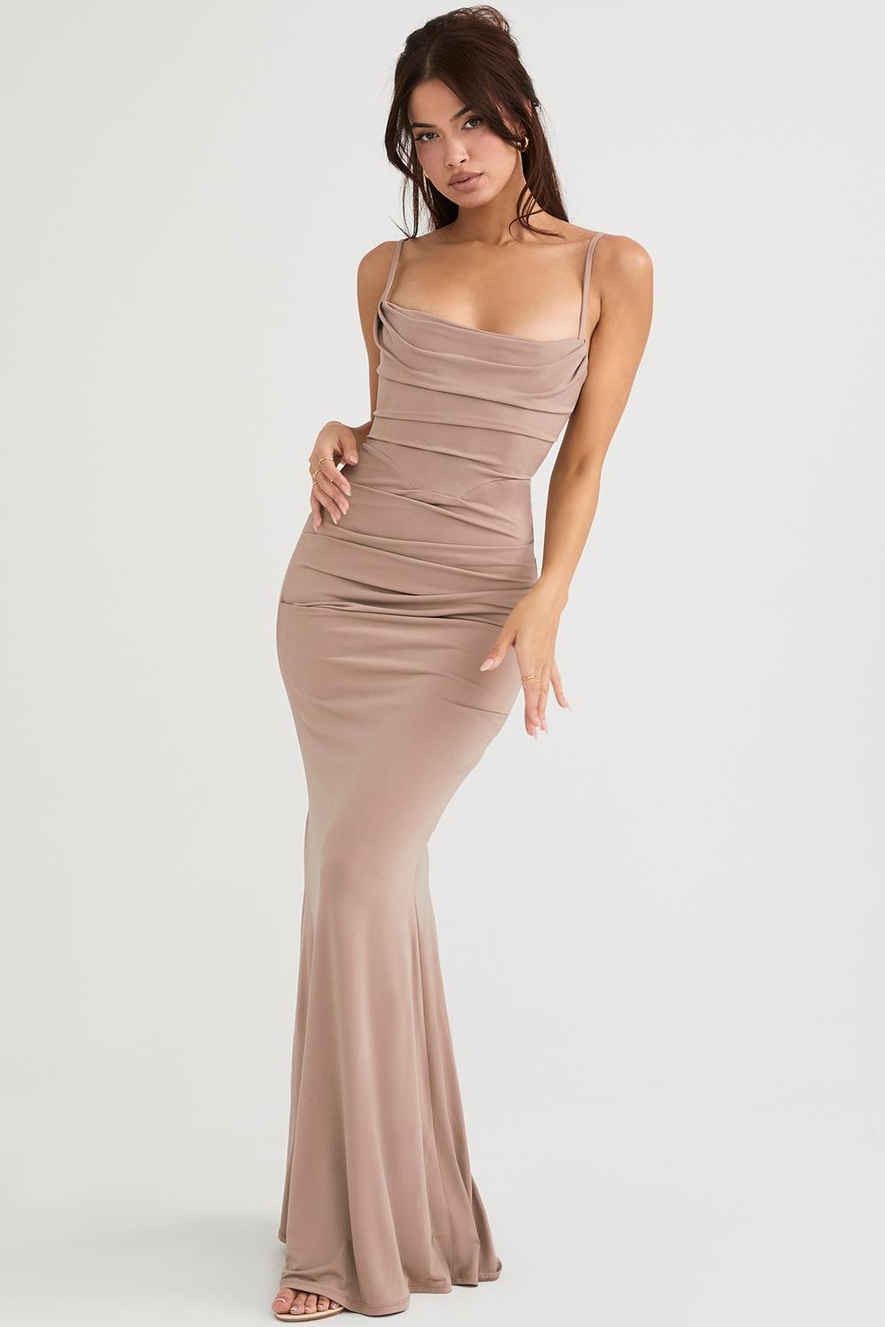 Milena  almond jersey corset maxi dress Product Image