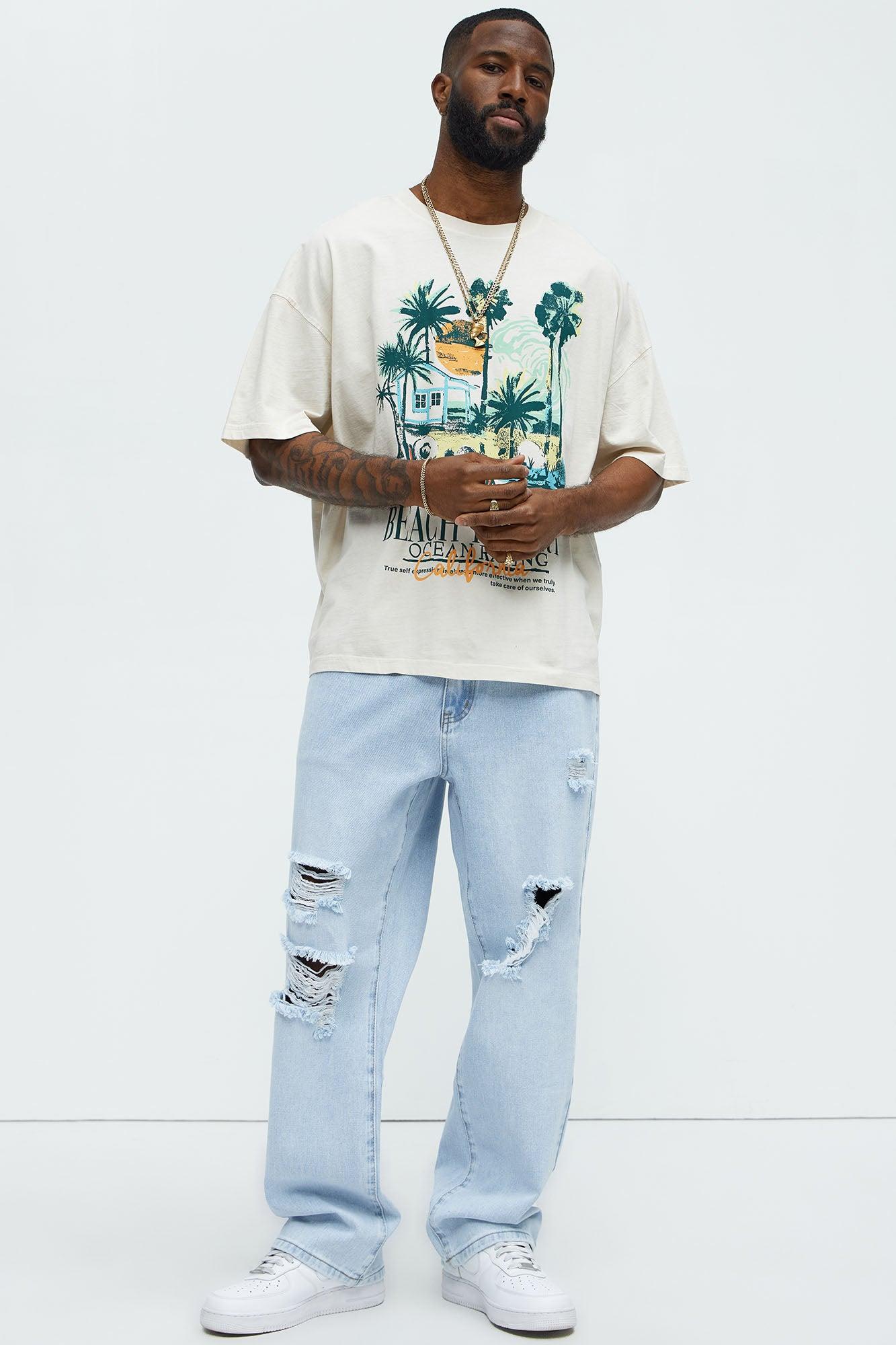 Beach Resort Oversized Short Sleeve Tee - Cream Product Image