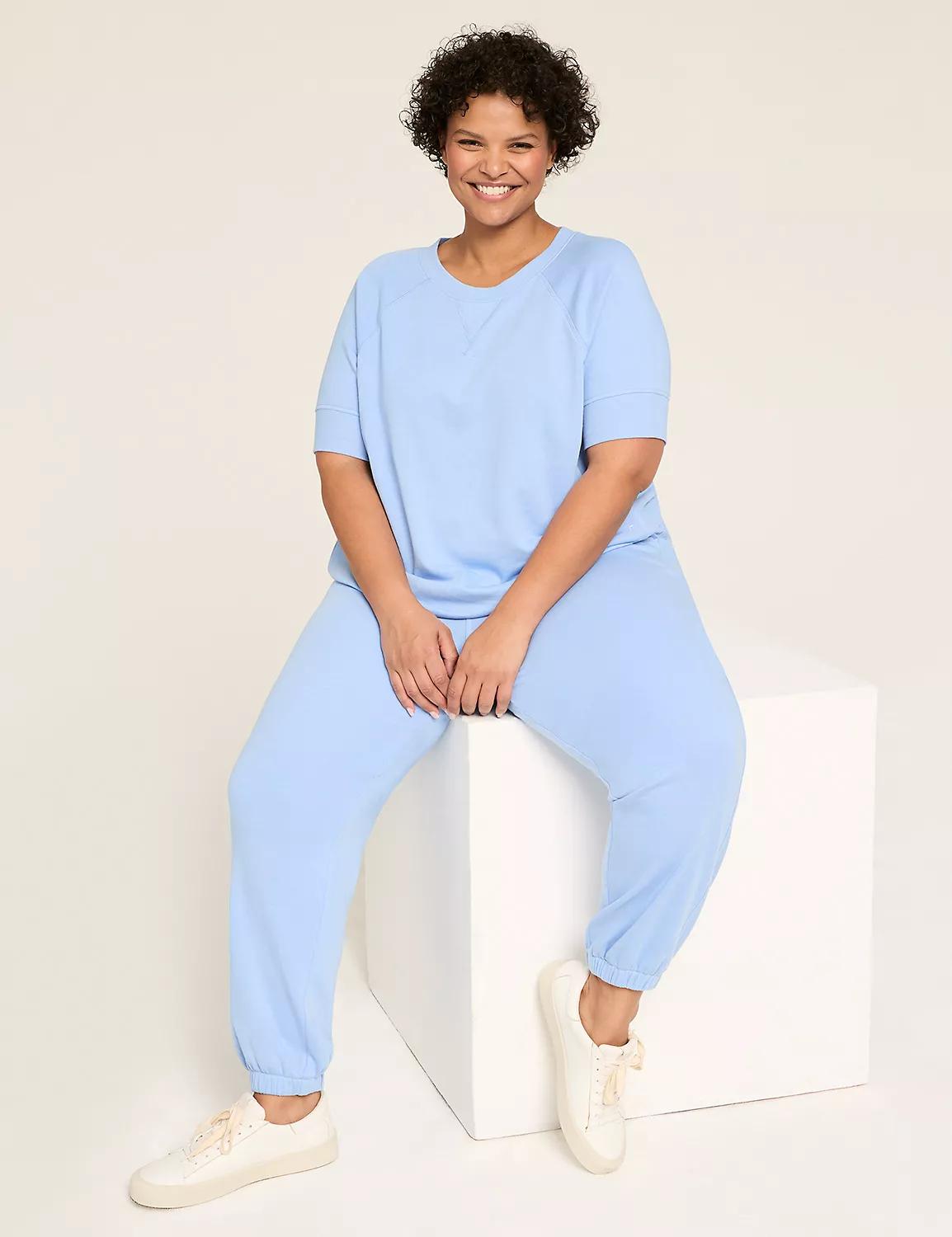 LIVI Elbow-Sleeve Crew-Neck French Terry Sweatshirt Product Image