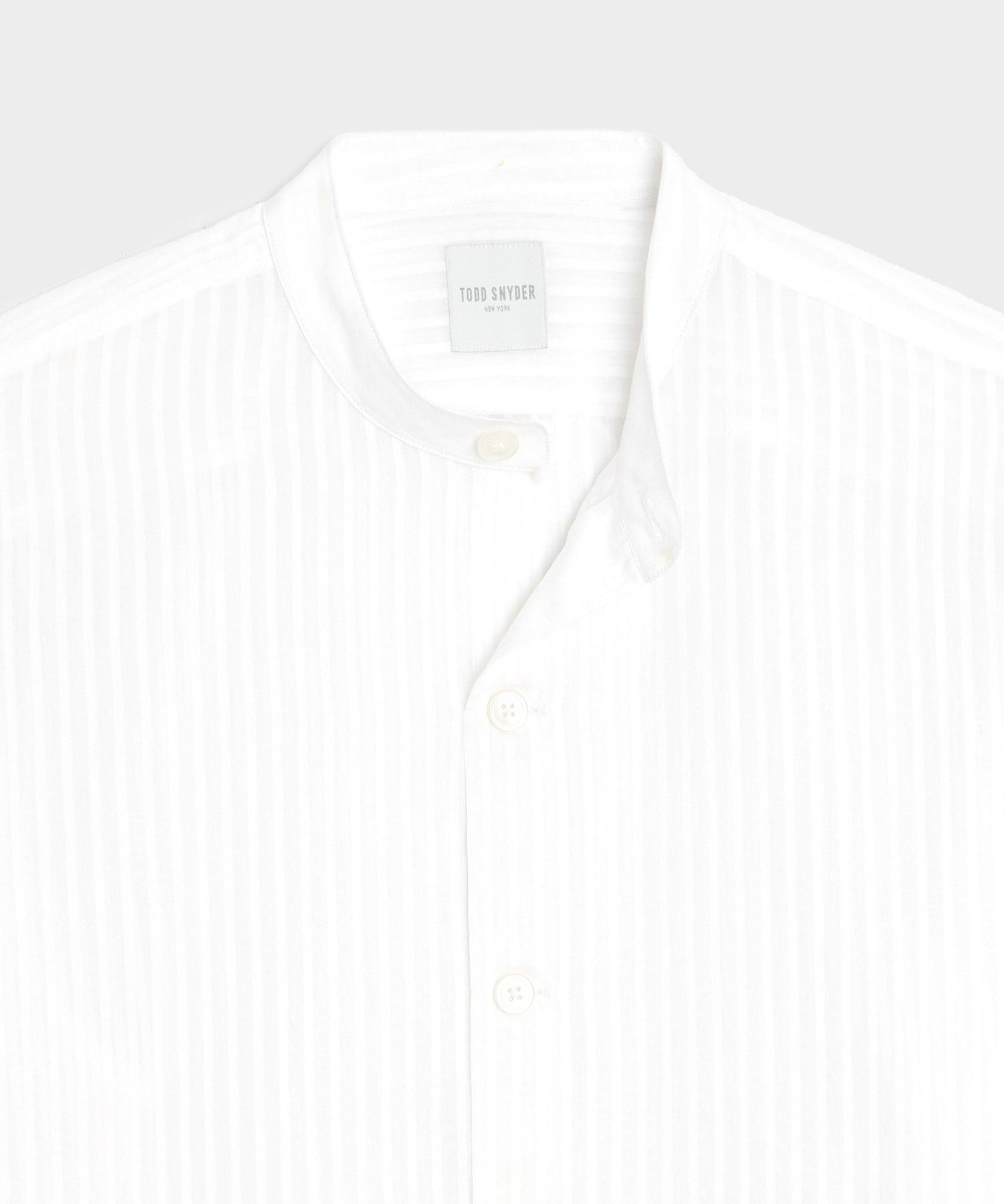 Relaxed Cotton-Silk Band Collar Shirt Product Image