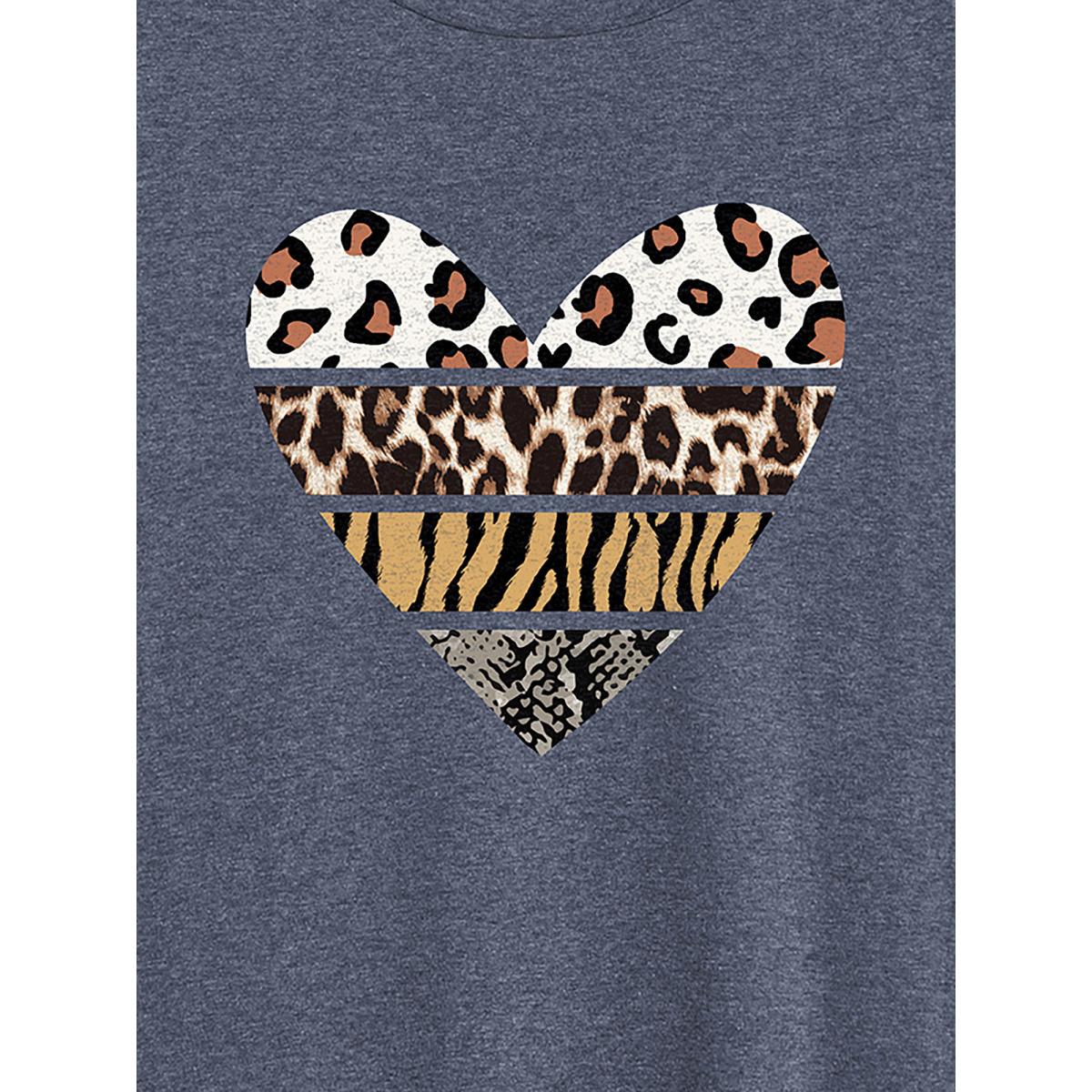 Plus Size Wild at Heart Round Neck T-Shirt Indigo Women Non Art&design Round Neck Casual T-shirts BloomChic 22-24/3X Product Image