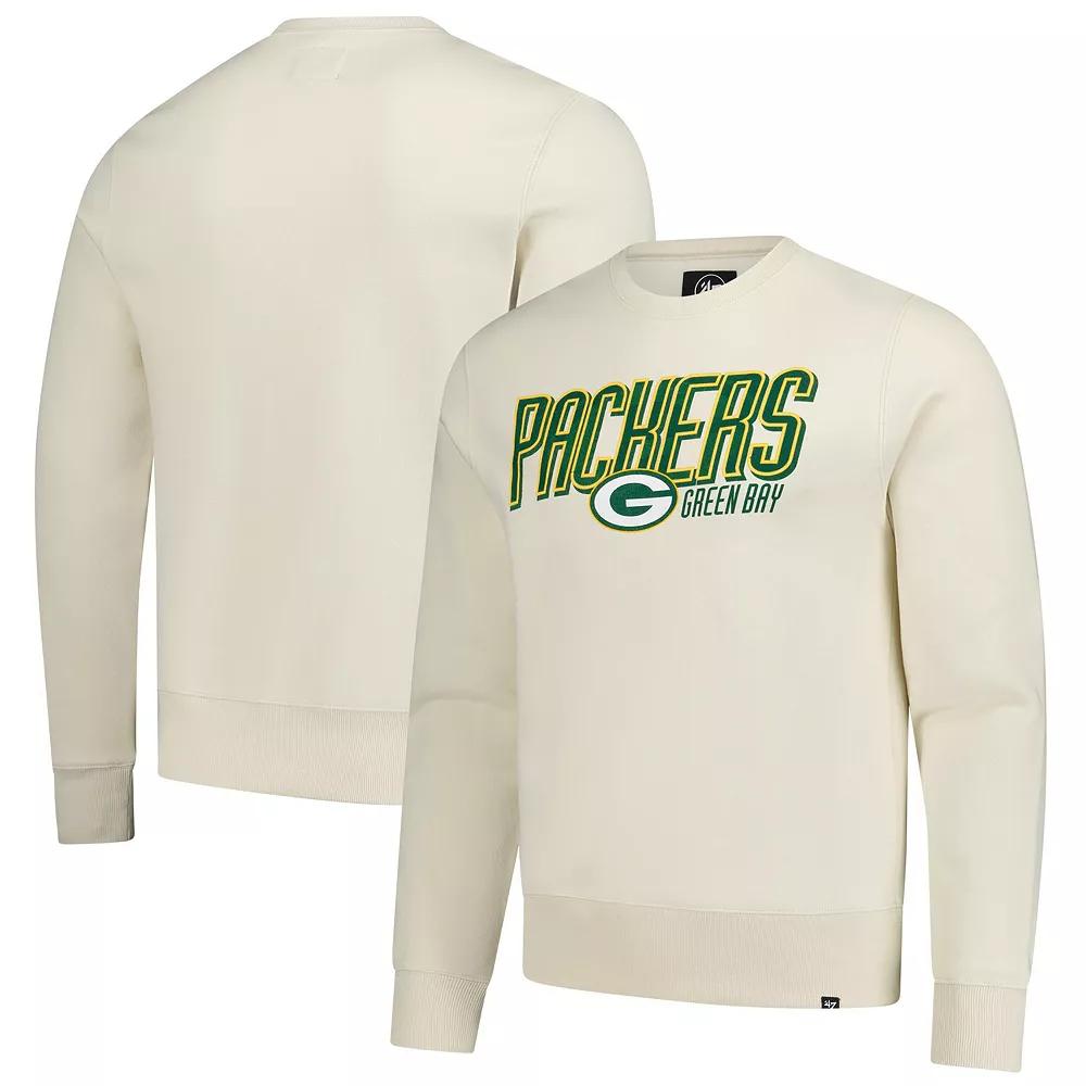 Men's '47 Cream Green Bay Packers Locked In Headline Pullover Sweatshirt, Size: Large, Beige Product Image