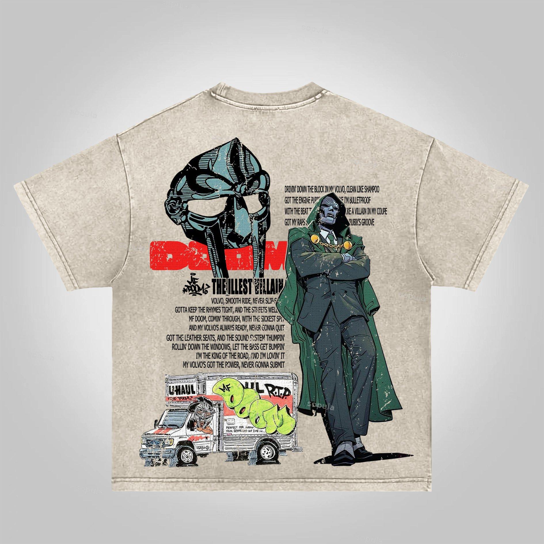 Sopula Vintage The Illest Villain Mf Doom Graphic Print Acid Washed T-Shirt Product Image
