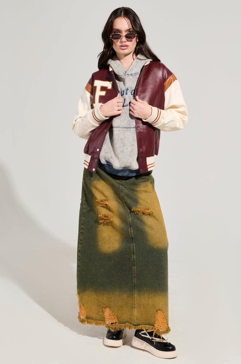 ROCKIT FAUX LEATHER VARSITY BOMBER Product Image