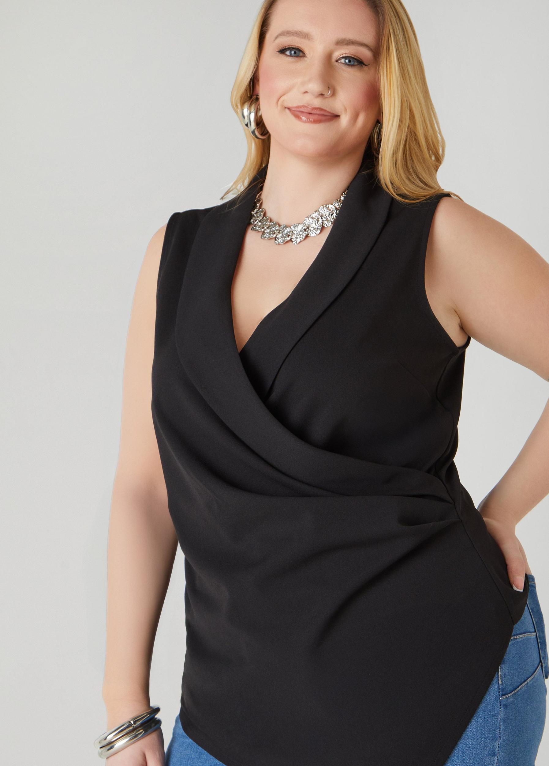 Gathered Faux Wrap Top Product Image