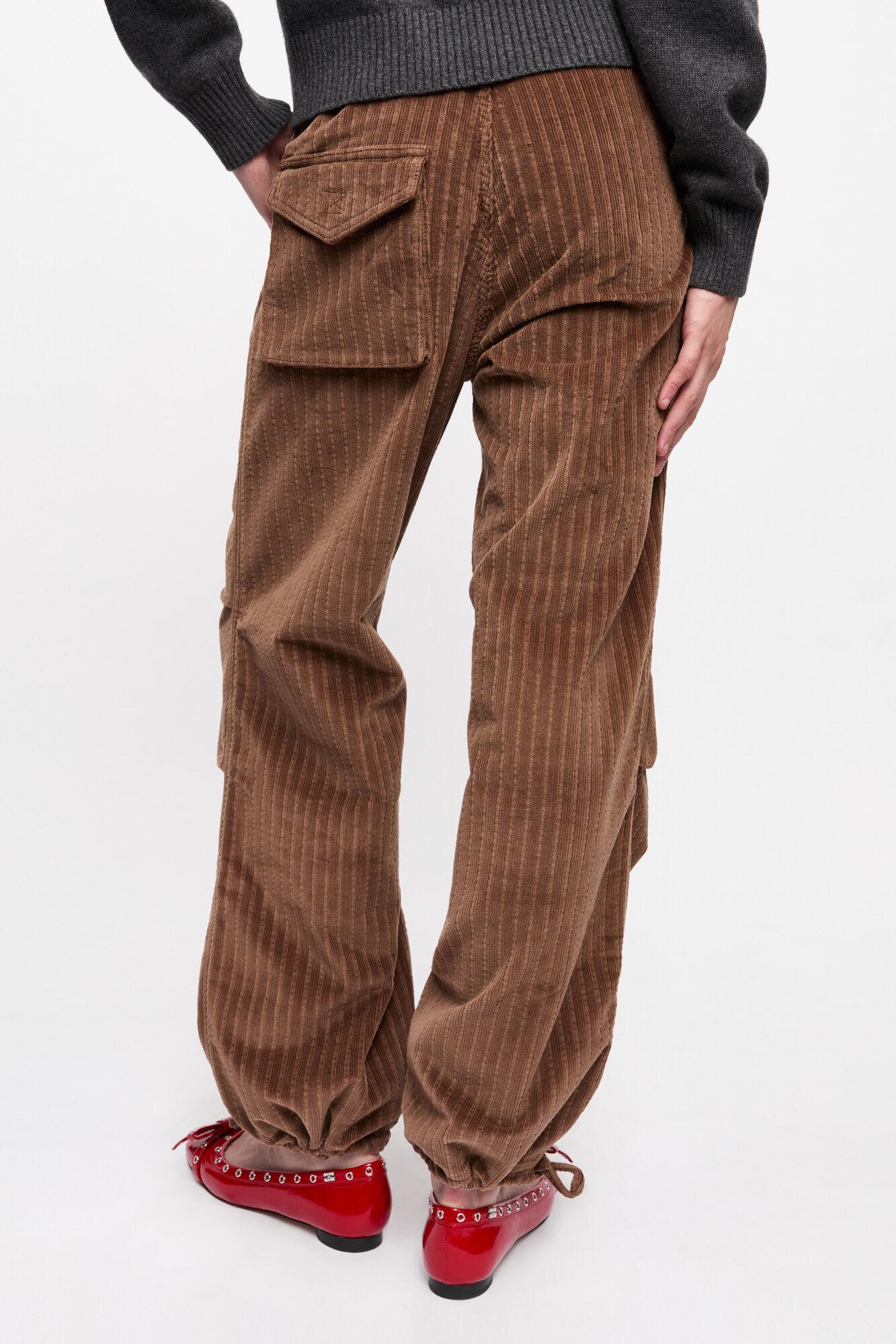 Brown Corduroy Drawstring Pants Product Image