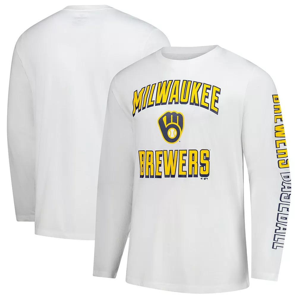 Men's Fanatics  White Milwaukee Brewers Long Sleeve T-Shirt, Size: Large Product Image