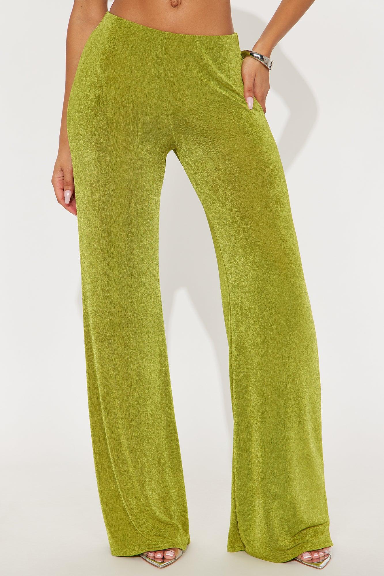 Not Your Average Slinky Wide Leg Pant 32″ - Chartreuse Female Product Image