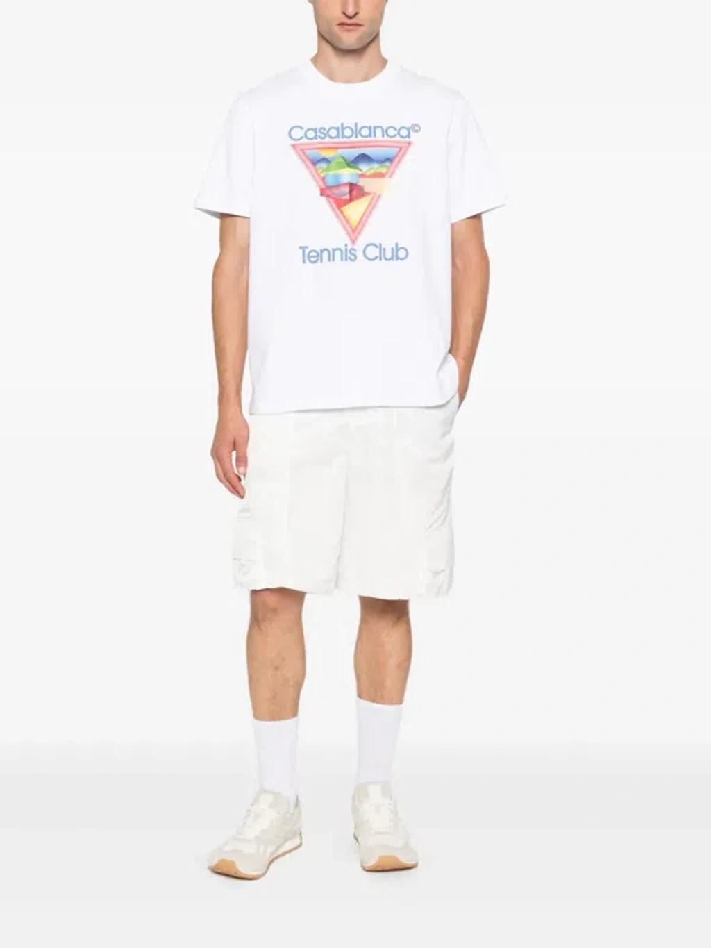 CASABLANCA Cotton Crew Neck T-shirt With Graphic Print In White Product Image