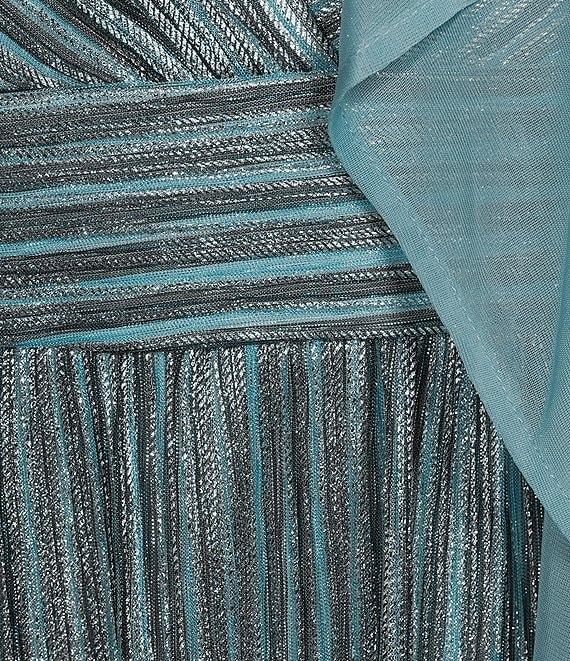 R & M Richards V Neck 3/4 Sleeve Drape Front Matte Jersey Chiffon/Foil Print 2-Piece Jacket Dress Product Image