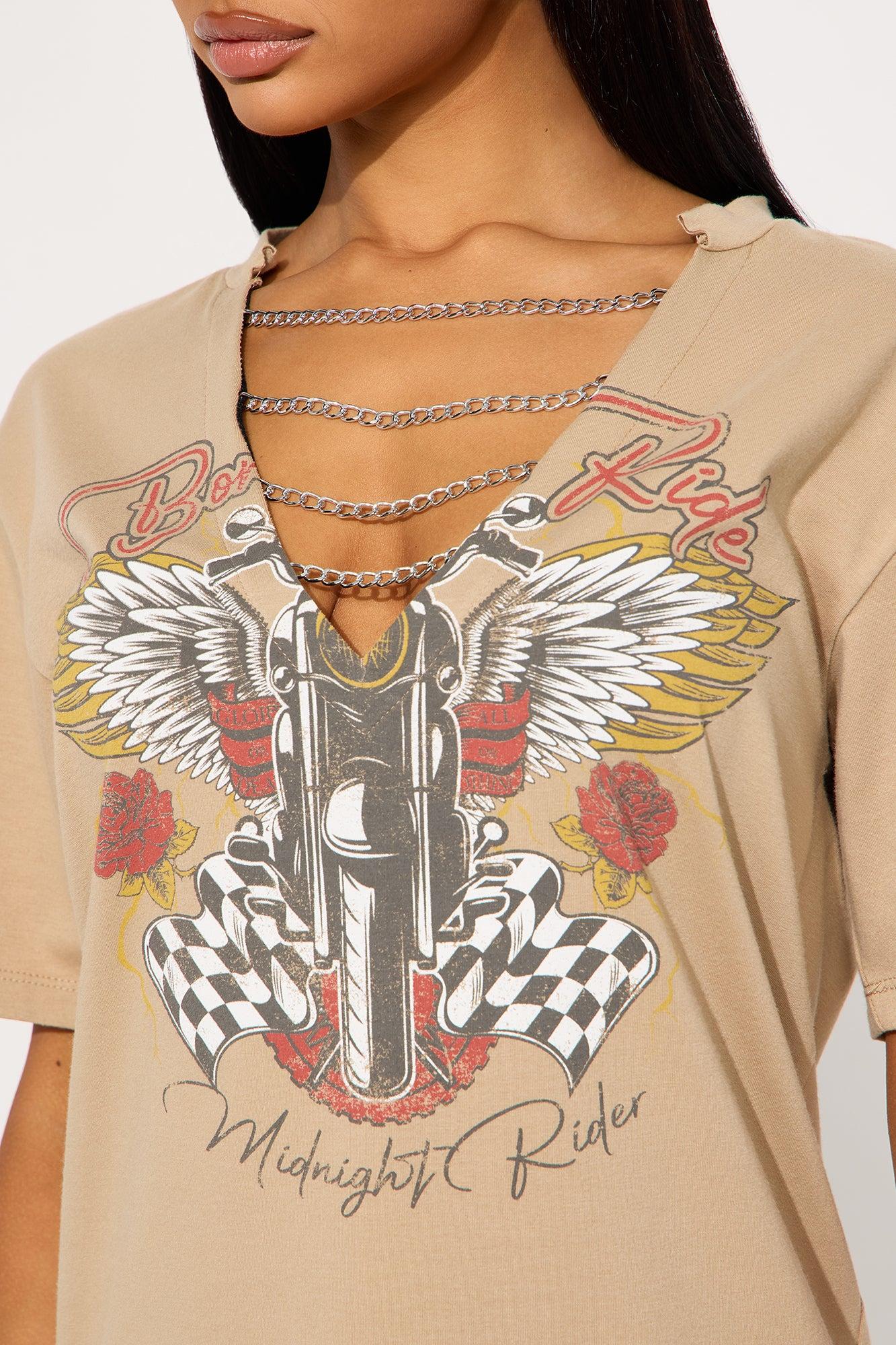 Midnight Ride Plunge Neck Mini Dress - Beige Female Product Image