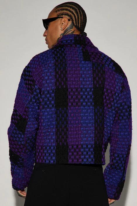 Beverly Tweed Cropped Chore Jacket - Purple/combo Product Image