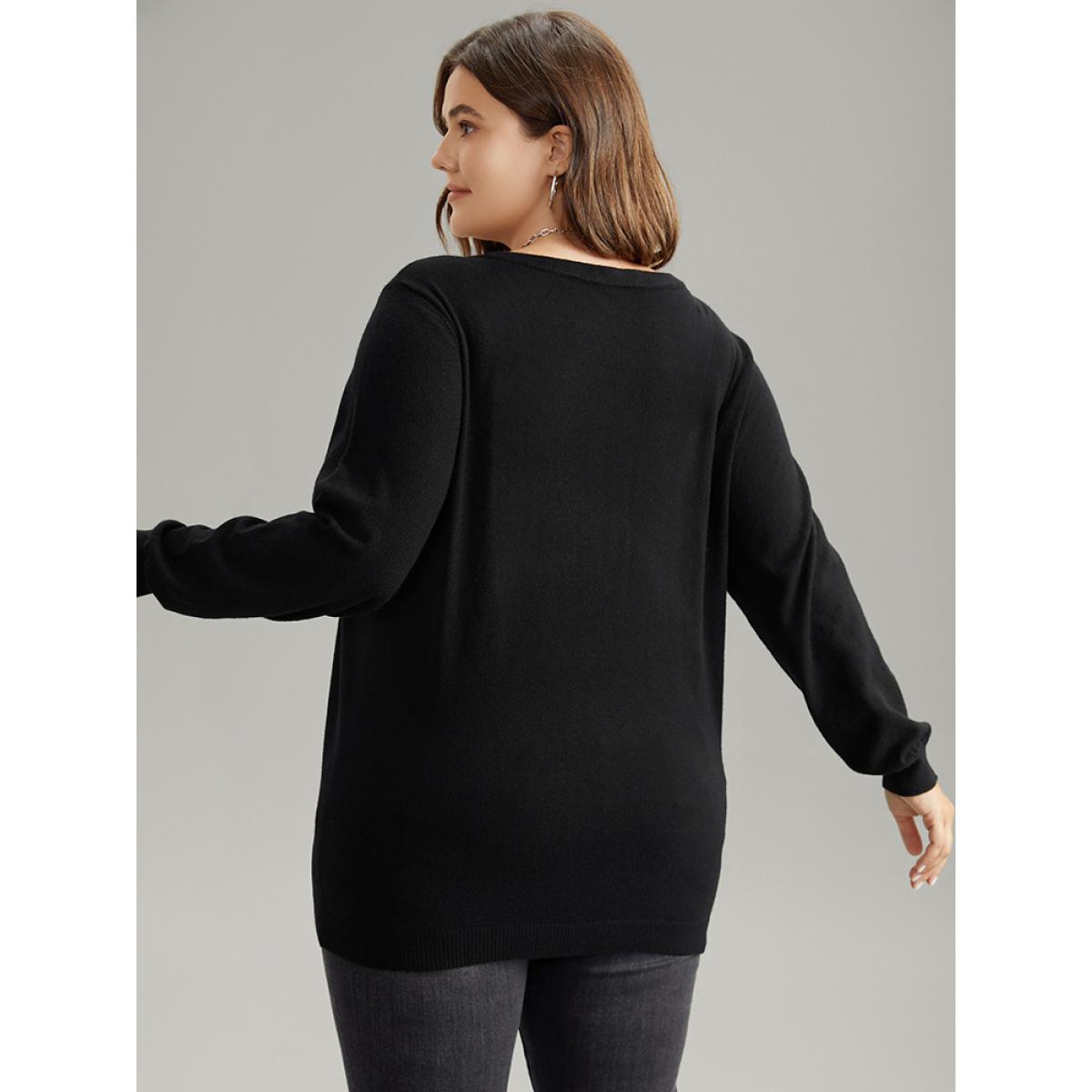 Plus Size Supersoft Essentials Anti-Pilling Silhouette Floral Print Cardigan Black Women Casual Loose Long Sleeve Dailywear Cardigans BloomChic 18-20/2X Product Image