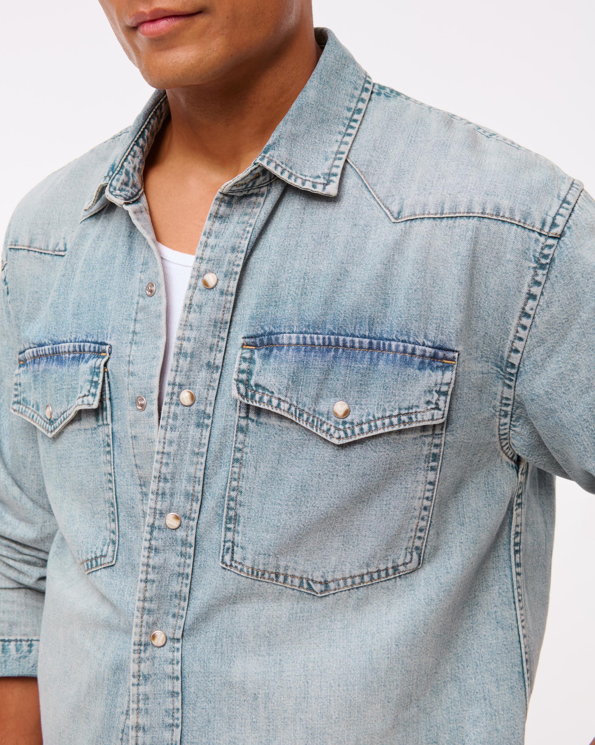 Denim Button-Up Shirt Product Image