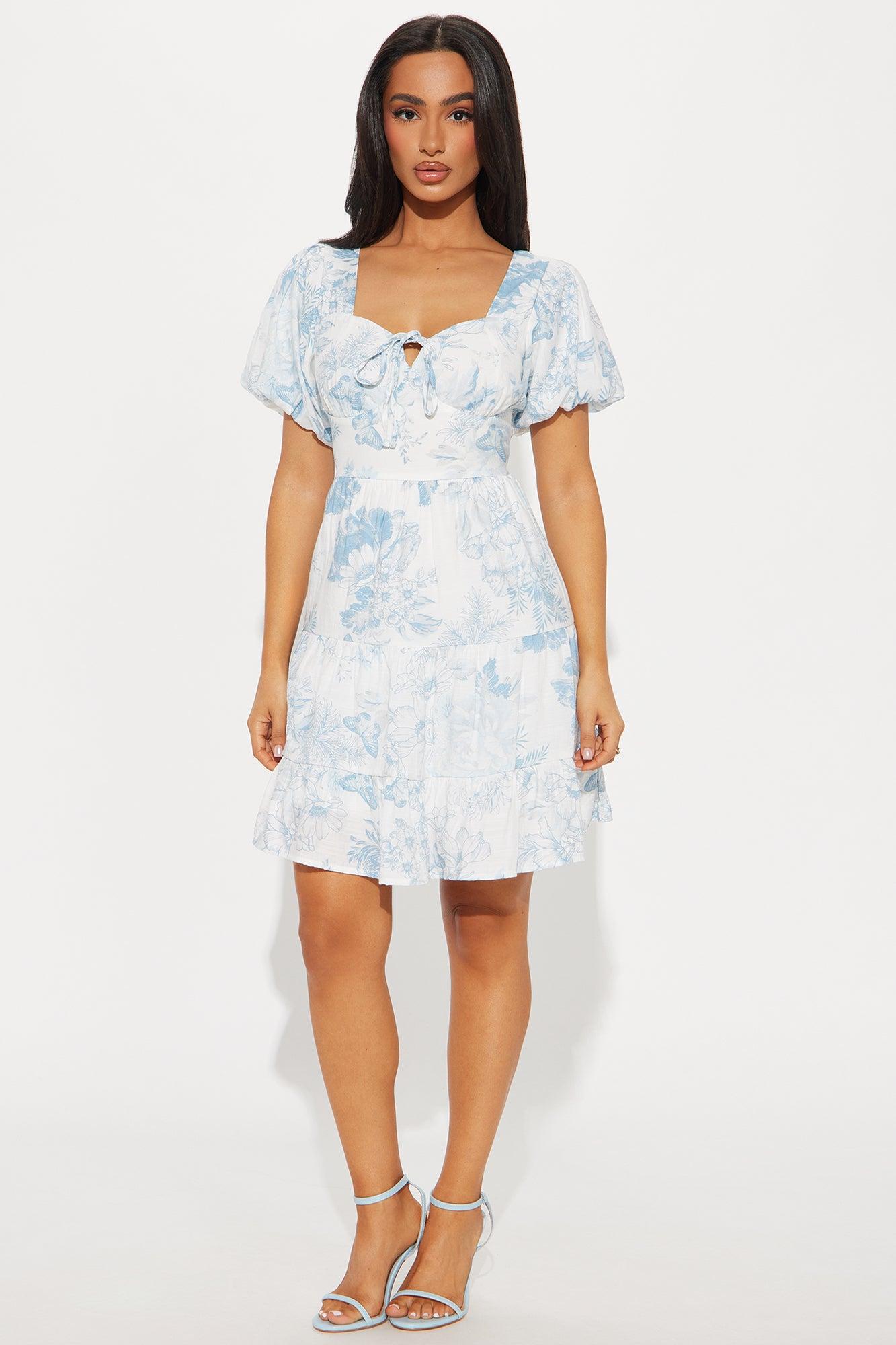 Nicole Floral Mini Dress - Blue/combo Product Image