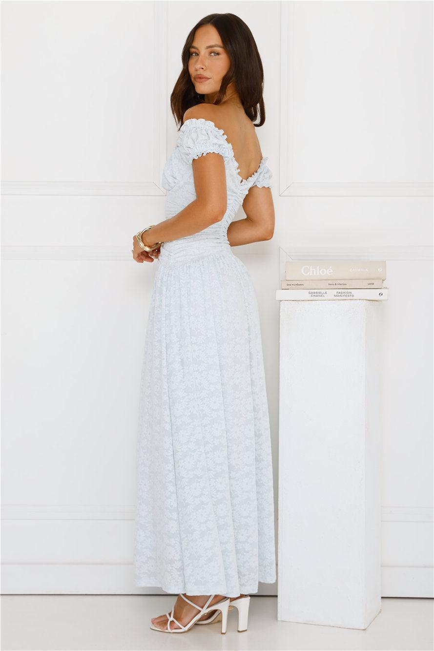 Soft Serve Off Shoulder Maxi Dress Blue Product Image