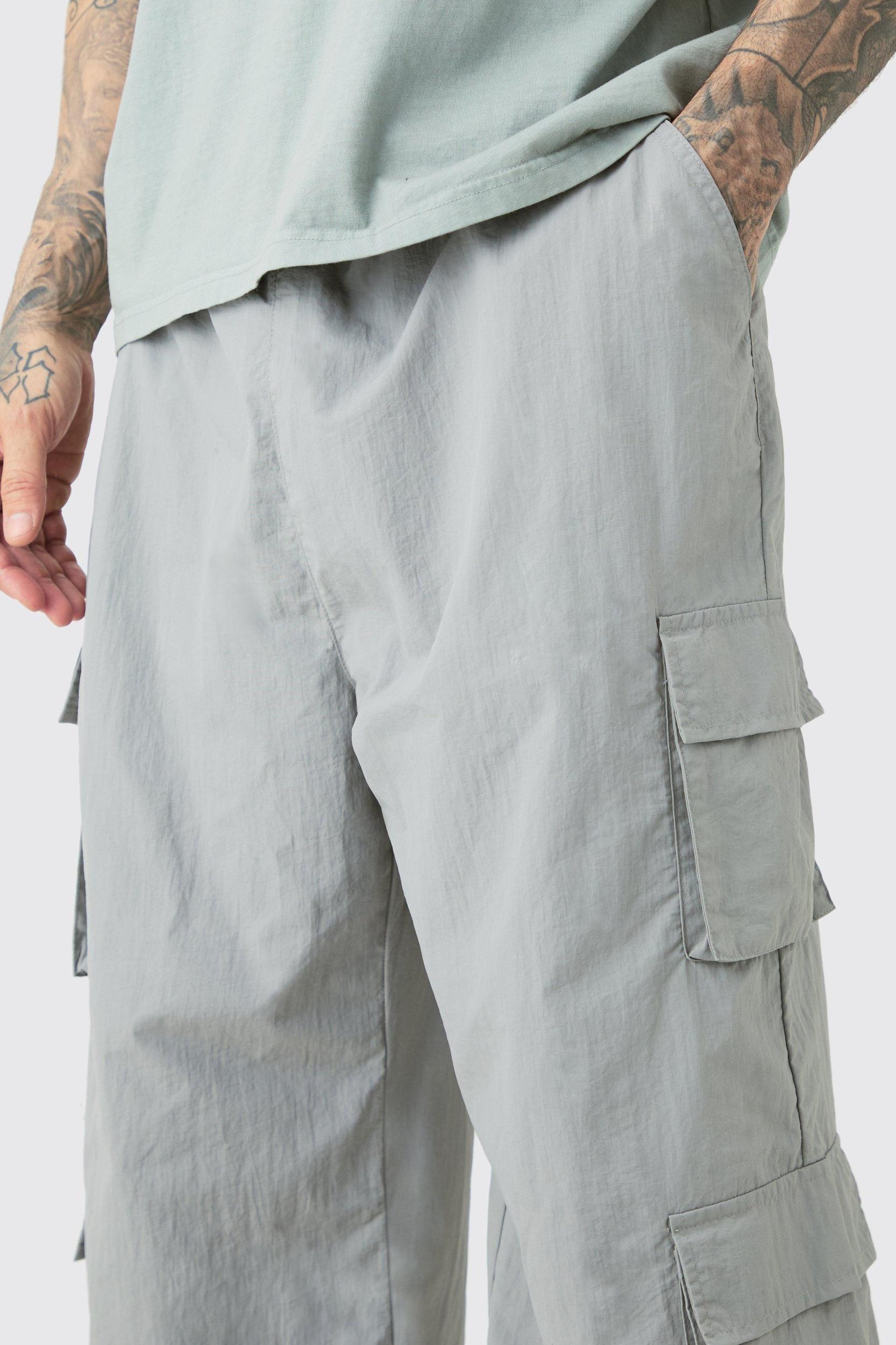 Tall Multi Pocket Parachute Pants | boohooMAN USA Product Image