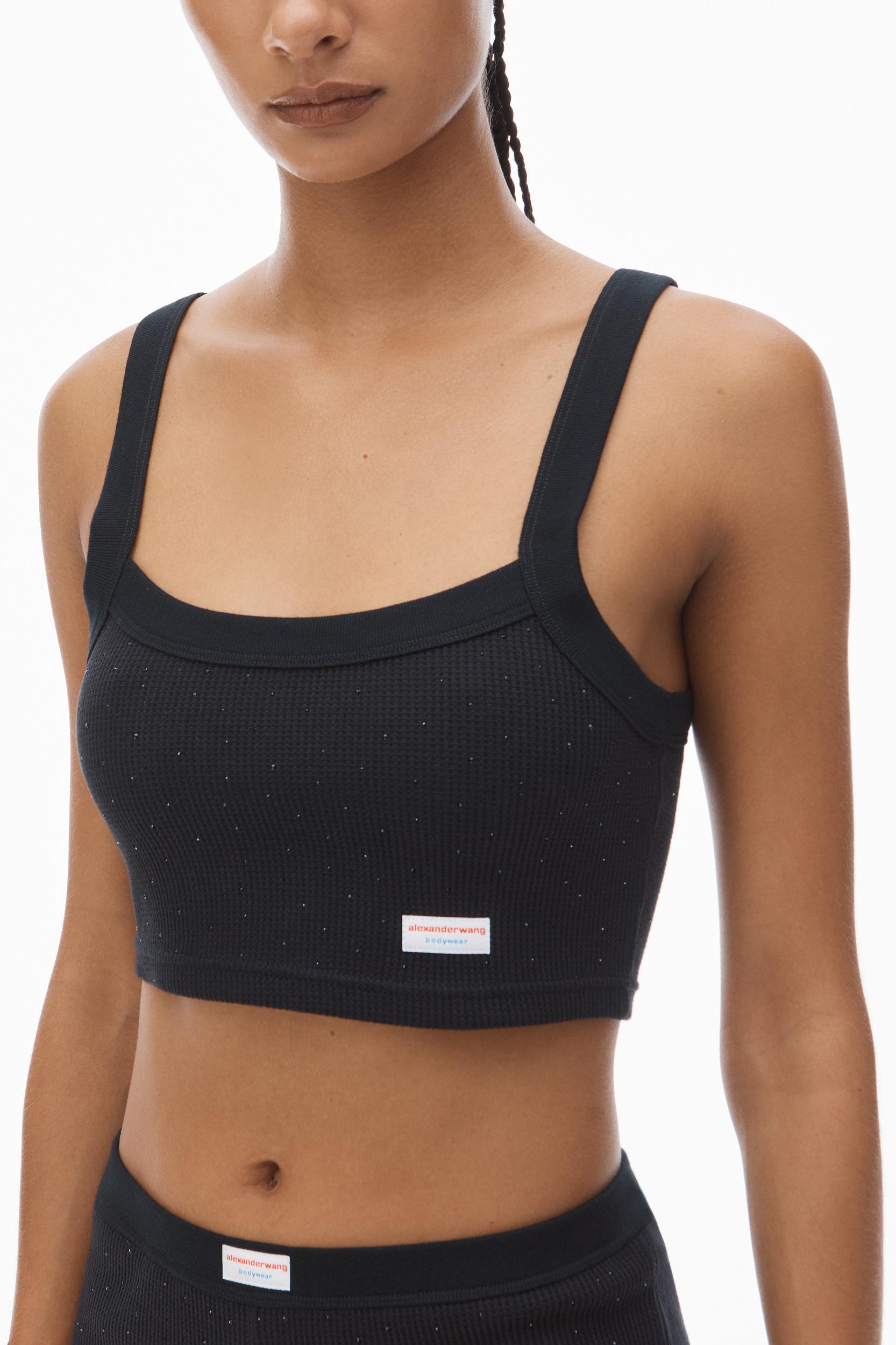 Crystal Hotfix Cropped Camisole In Waffle Knit Product Image