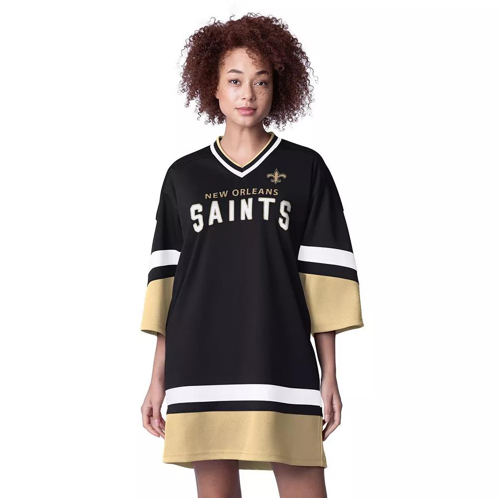 Women's Starter Black New Orleans Saints Slap Shot 3/4 Sleeve Sneaker Dress,  Product Image