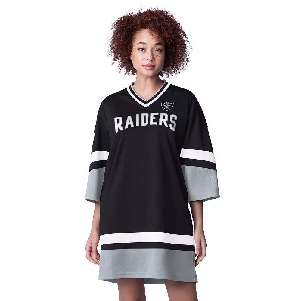 Women's Starter Black Las Vegas Raiders Slap Shot 3/4 Sleeve Sneaker Dress,  Product Image