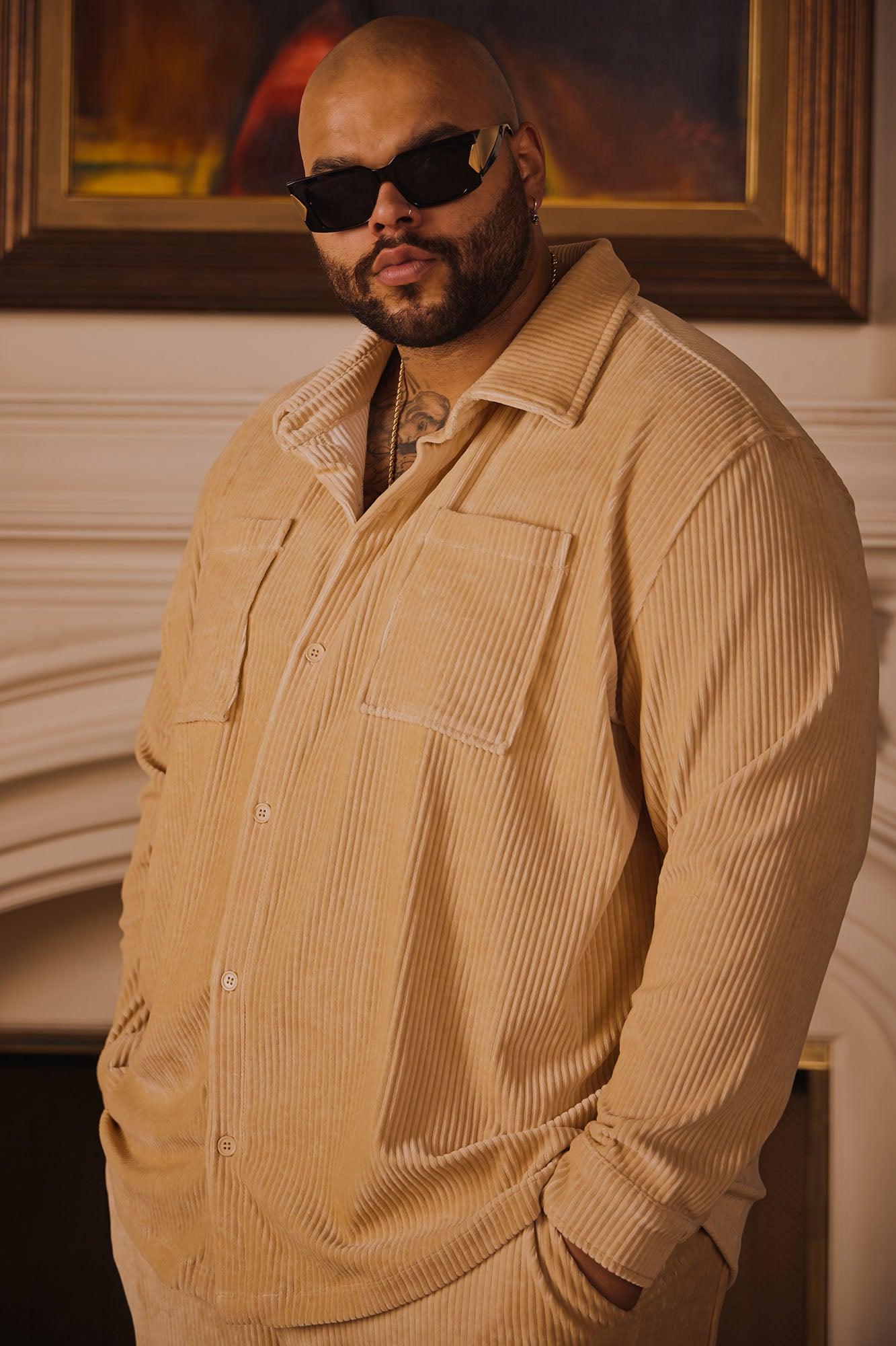 Luxury Knit Ribbed Shirt - Tan Product Image