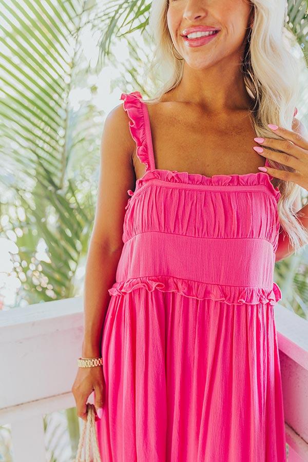 Bayside Bliss Ruffle Midi in Hot Pink Product Image
