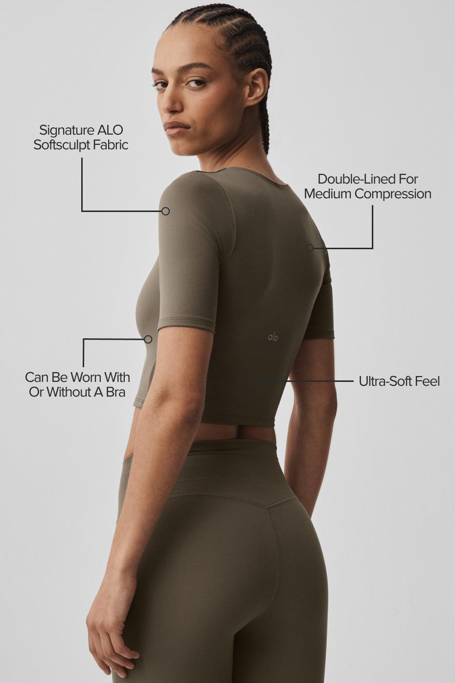 ALO Softsculpt Precision Half Sleeve Tee - Olive Tree Product Image