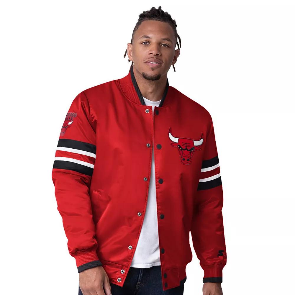 Men's Starter Red Chicago Bulls Scout Varsity Satin Full-Snap Jacket,  Product Image