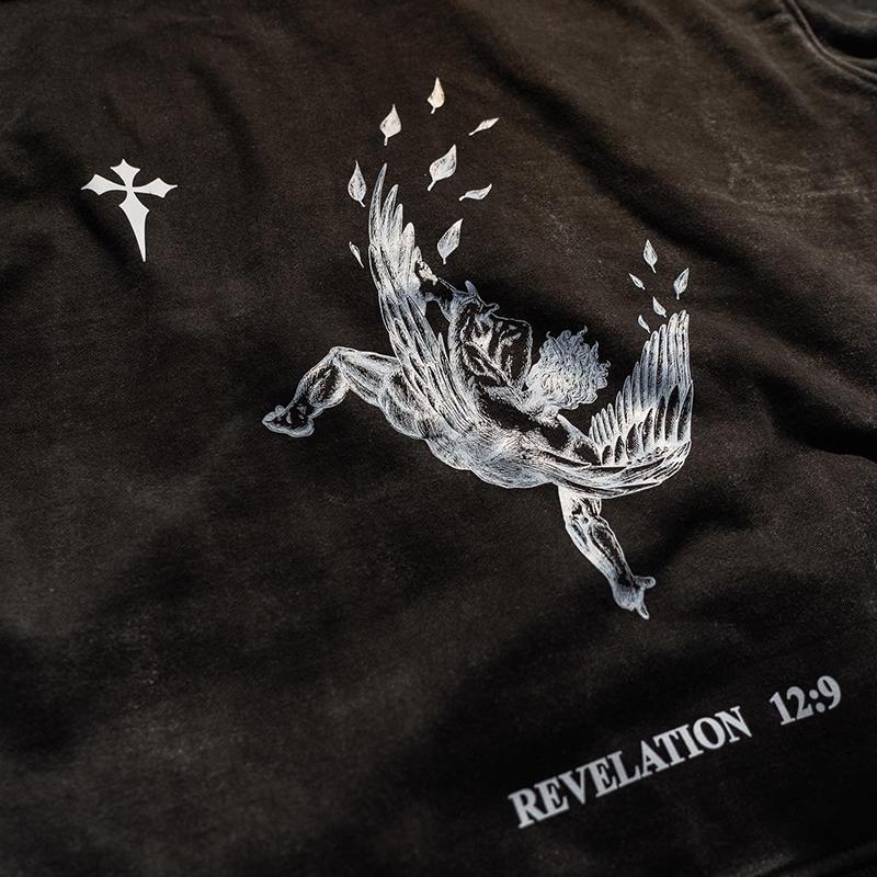 Sopula Fallen Angel Revelation 12 9 Graphic Vintage Washed Hoodie Product Image