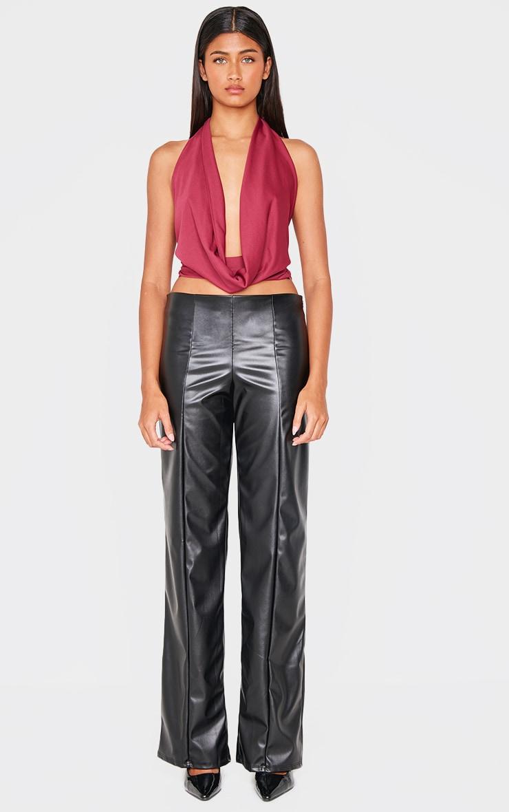 Burgundy Cowl Neck Long Top Product Image