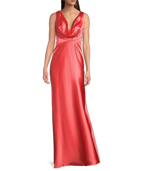Vince Camuto Satin Cowl Neck Sleeveless Maxi Dress Product Image