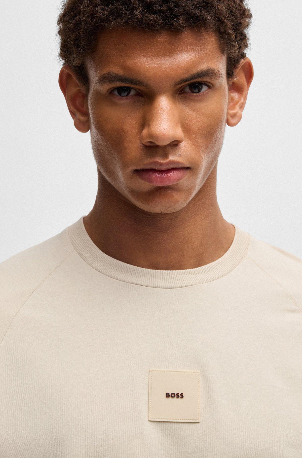 Stretch-cotton T-shirt with logo badge Product Image