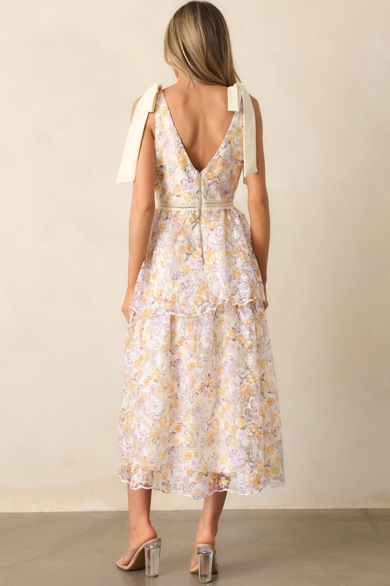 Time For Tea Apricot Floral Maxi Dress Product Image