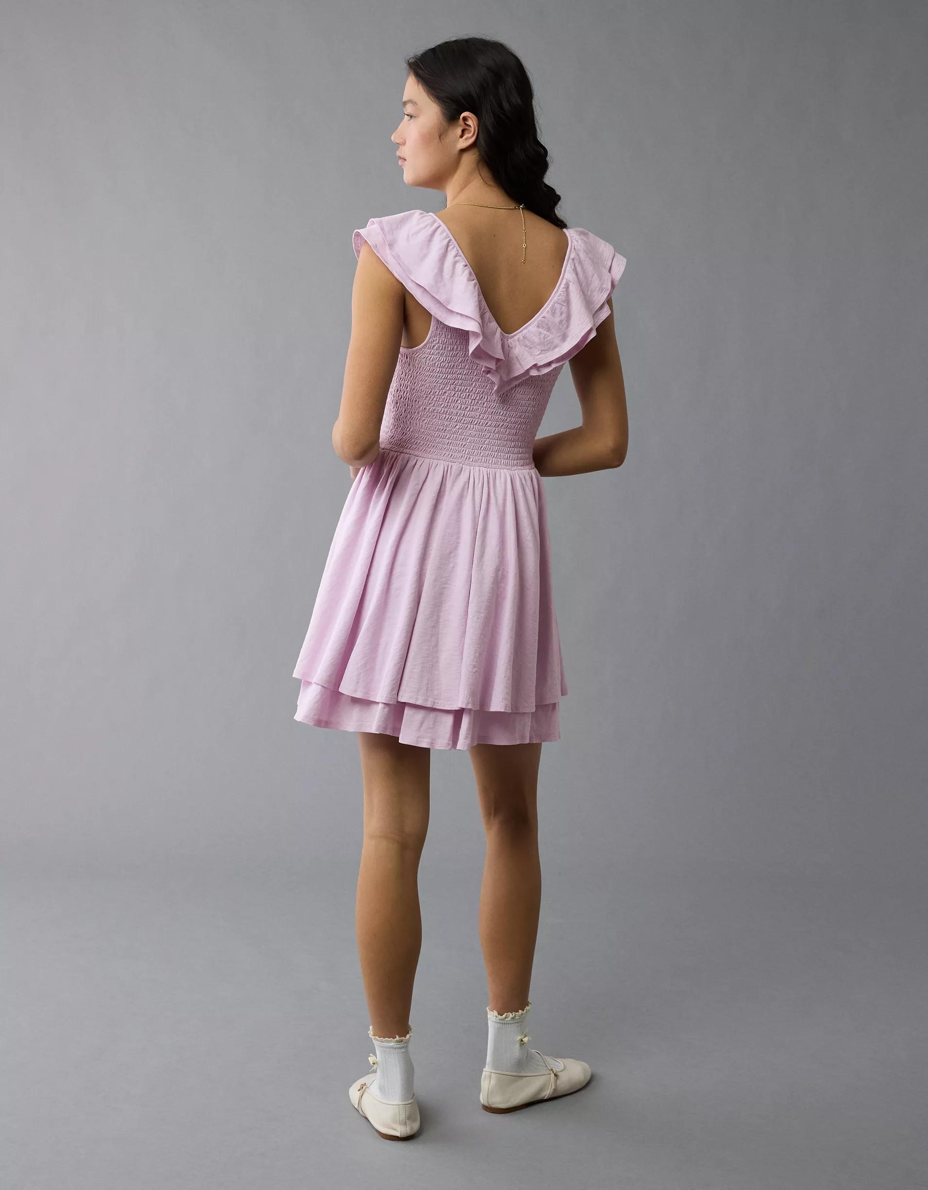 AE Sunchaser Knit Ruffle Mini Dress Product Image