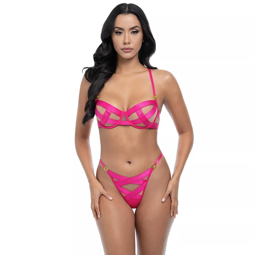 Women's Oh La La Cheri Raelyn 2-piece Bra & G-String Thong Panty Set 40-11911, Size: Large, Pink Yarrow Product Image