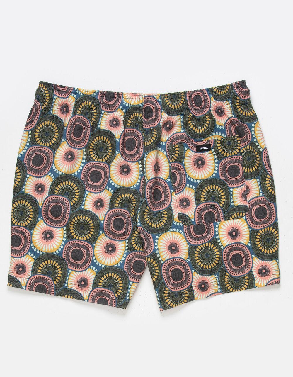RSQ Mens Folk Circles 5" Swim Shorts - NAVY/YELLOW Product Image
