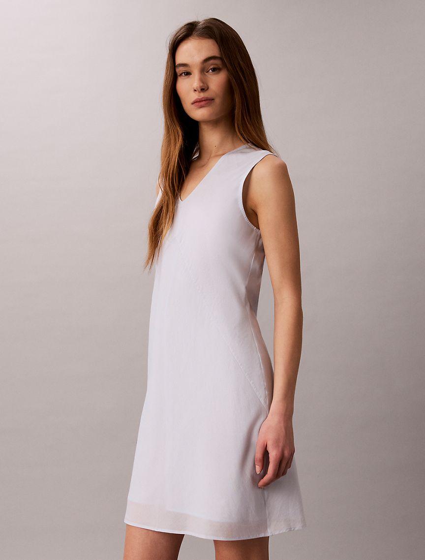 Cotton Blend V-Neck Mini Dress Product Image