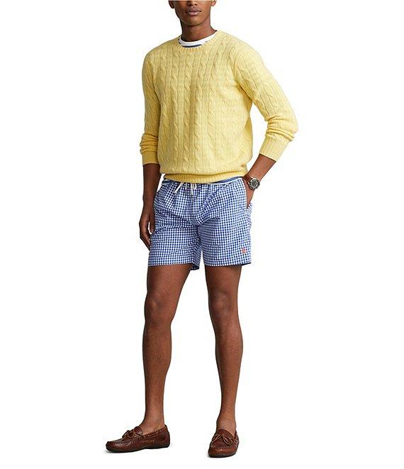 Polo Ralph Lauren 5.75#double; Inseam Traveler Classic Gingham Swim Trunks Product Image
