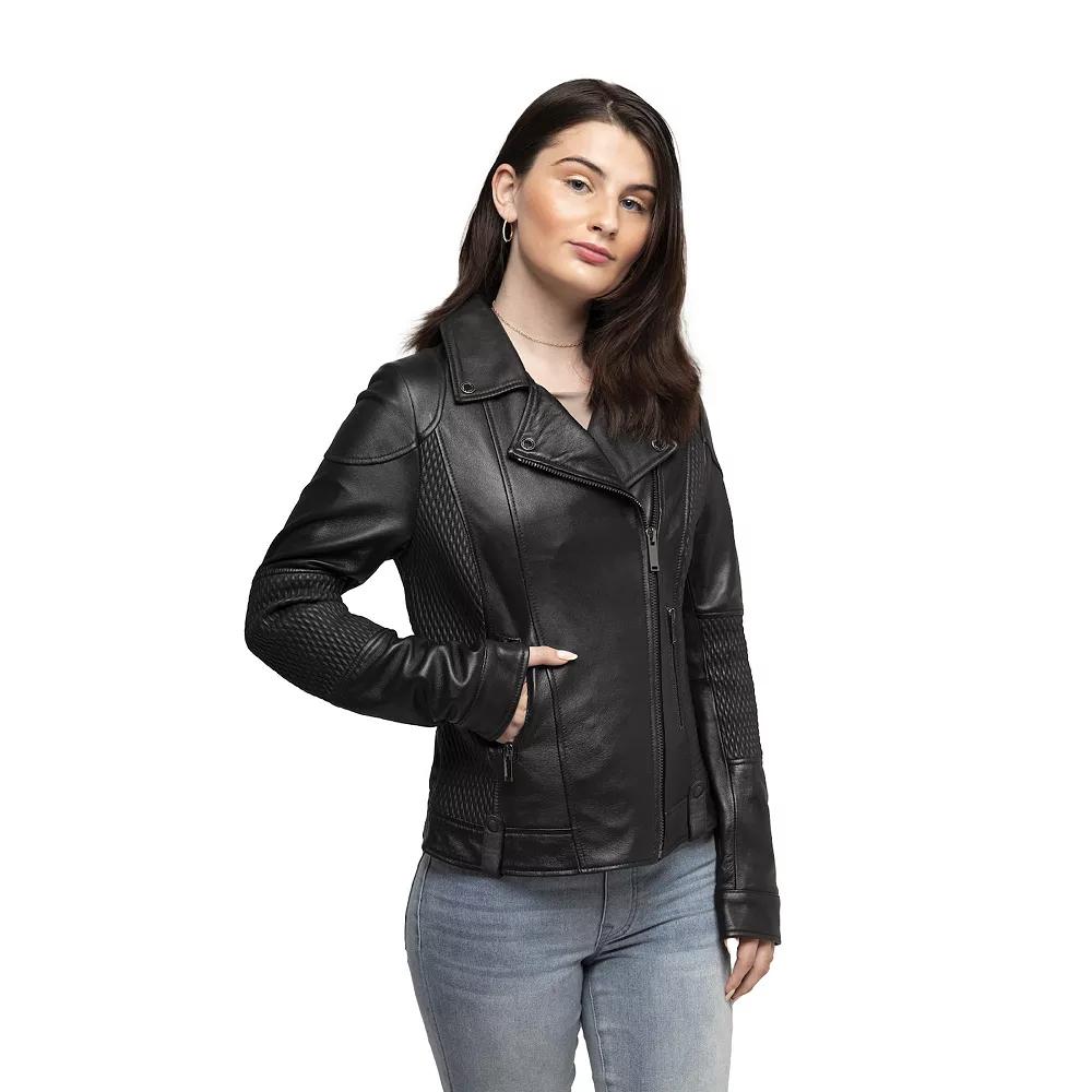 Women's Whet Blu Crossover Leather Jacket,  Product Image