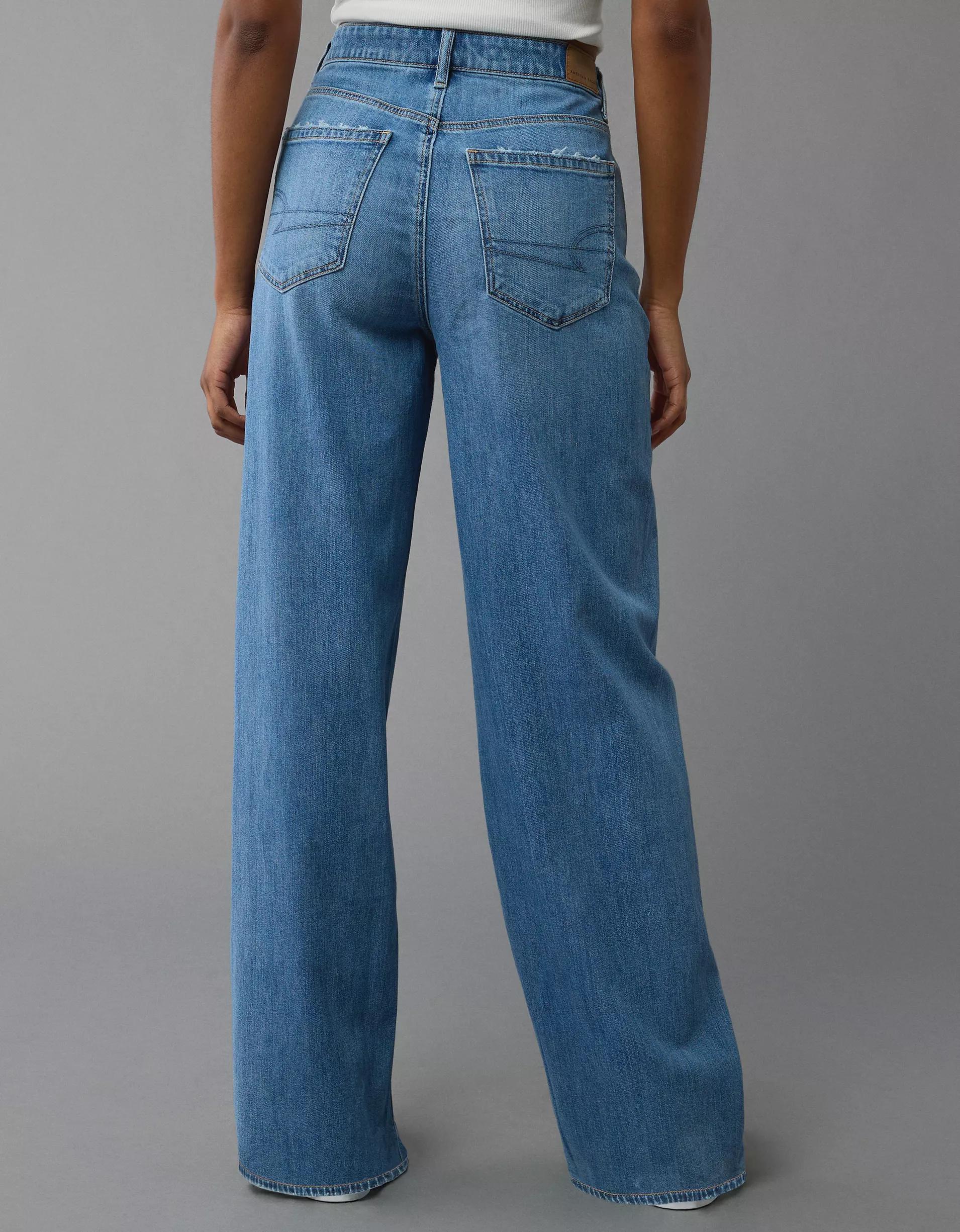 AE Dreamy Drape Stretch Super High-Waisted Baggy Wide-Leg Jean Product Image