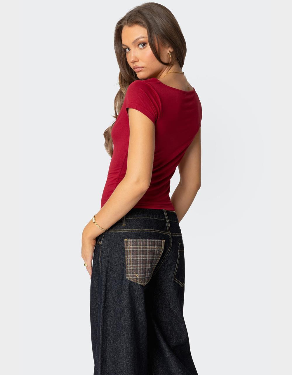 EDIKTED Javi Cowl Neck Top - RED Product Image