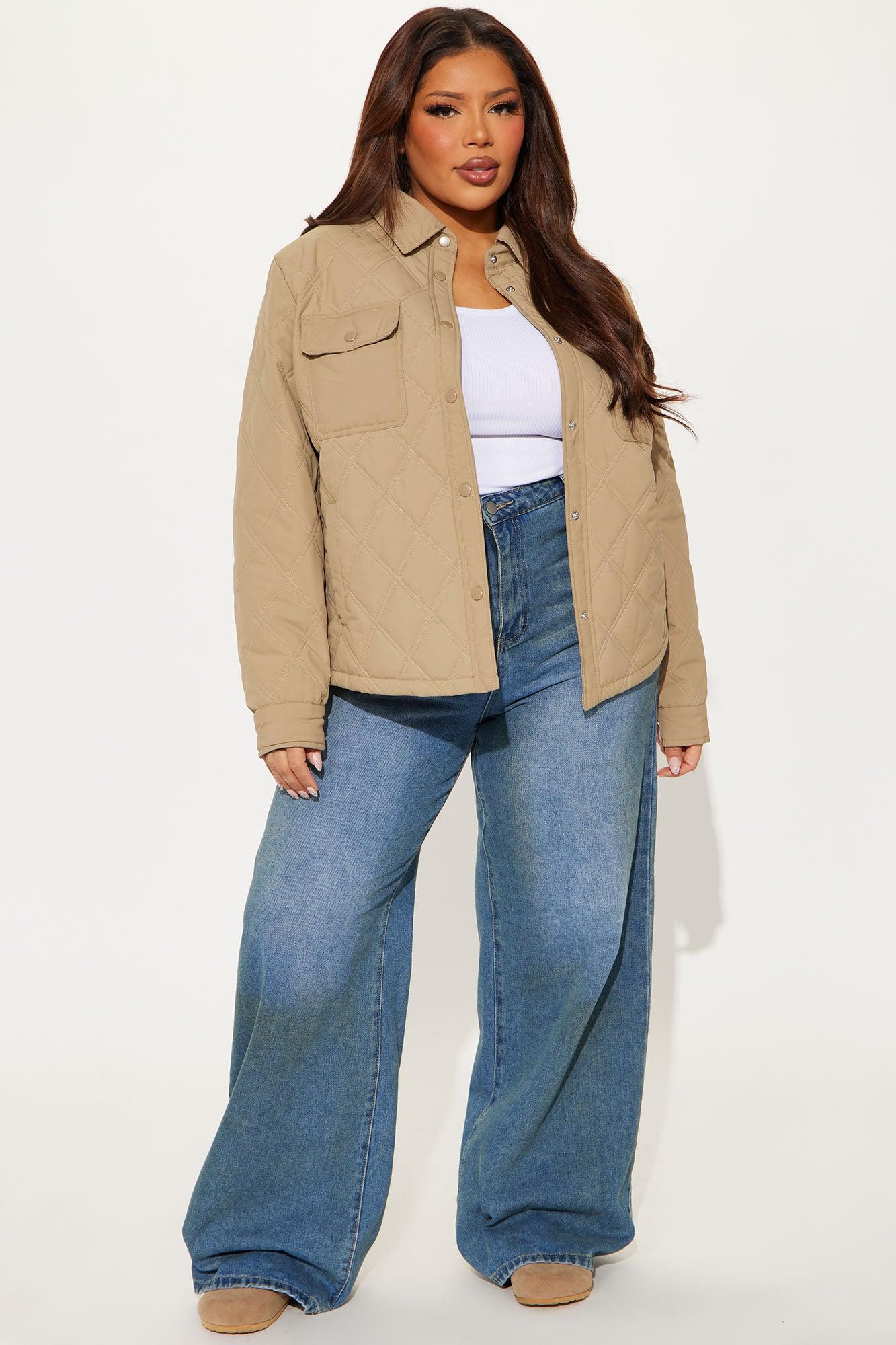 Abby Quilted Shirt Jacket - Tan Female Product Image