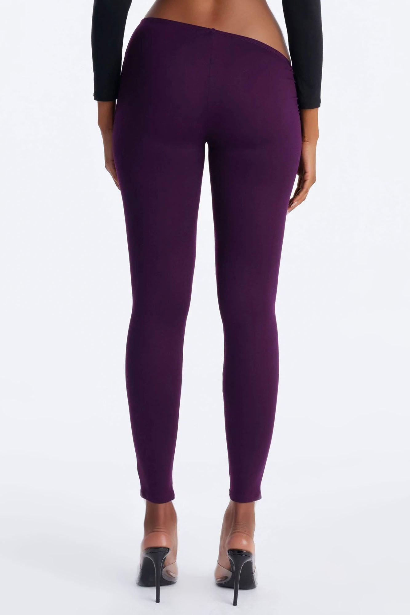 Don't Peek Ruched Asymmetrical Low Rise Legging - Plum Female Product Image