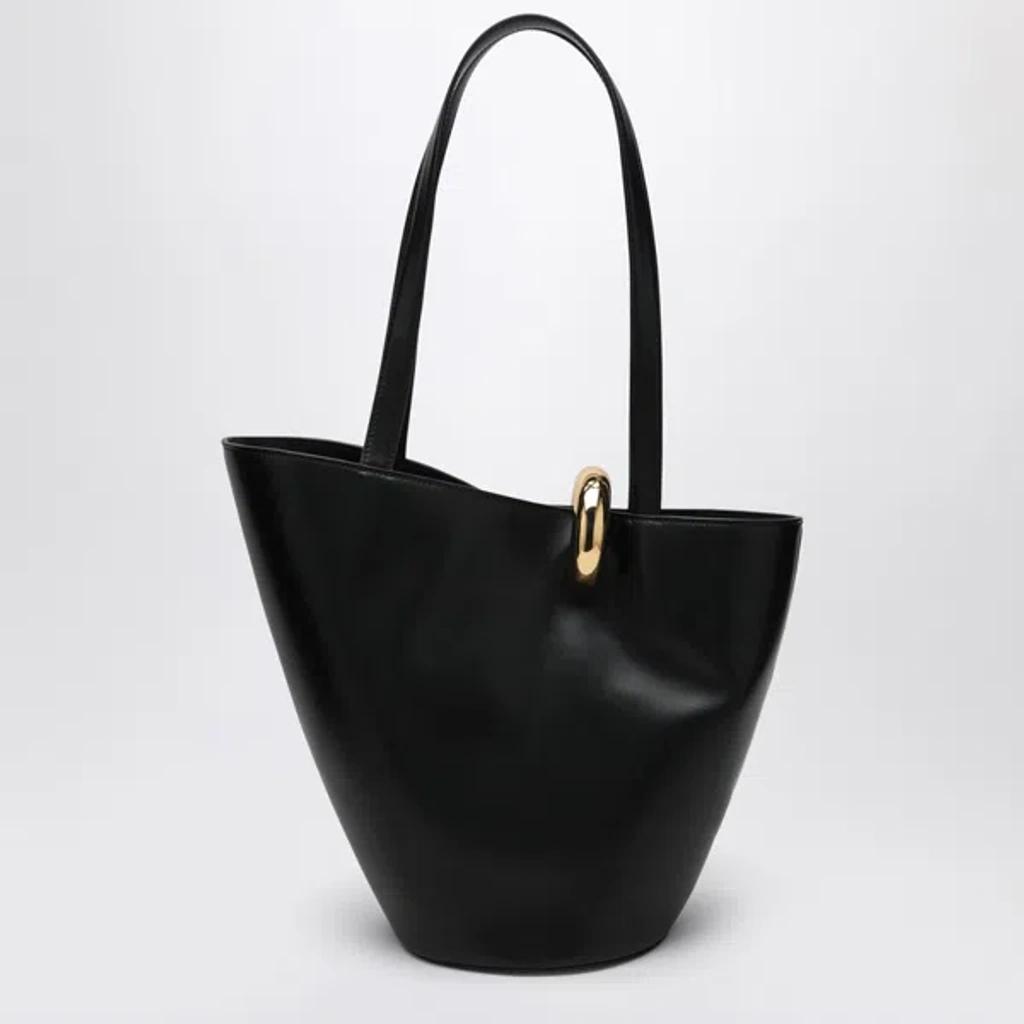 JACQUEMUS The Medium Bambola Asymmetric Leather Bucket Bag In Black 990 Product Image