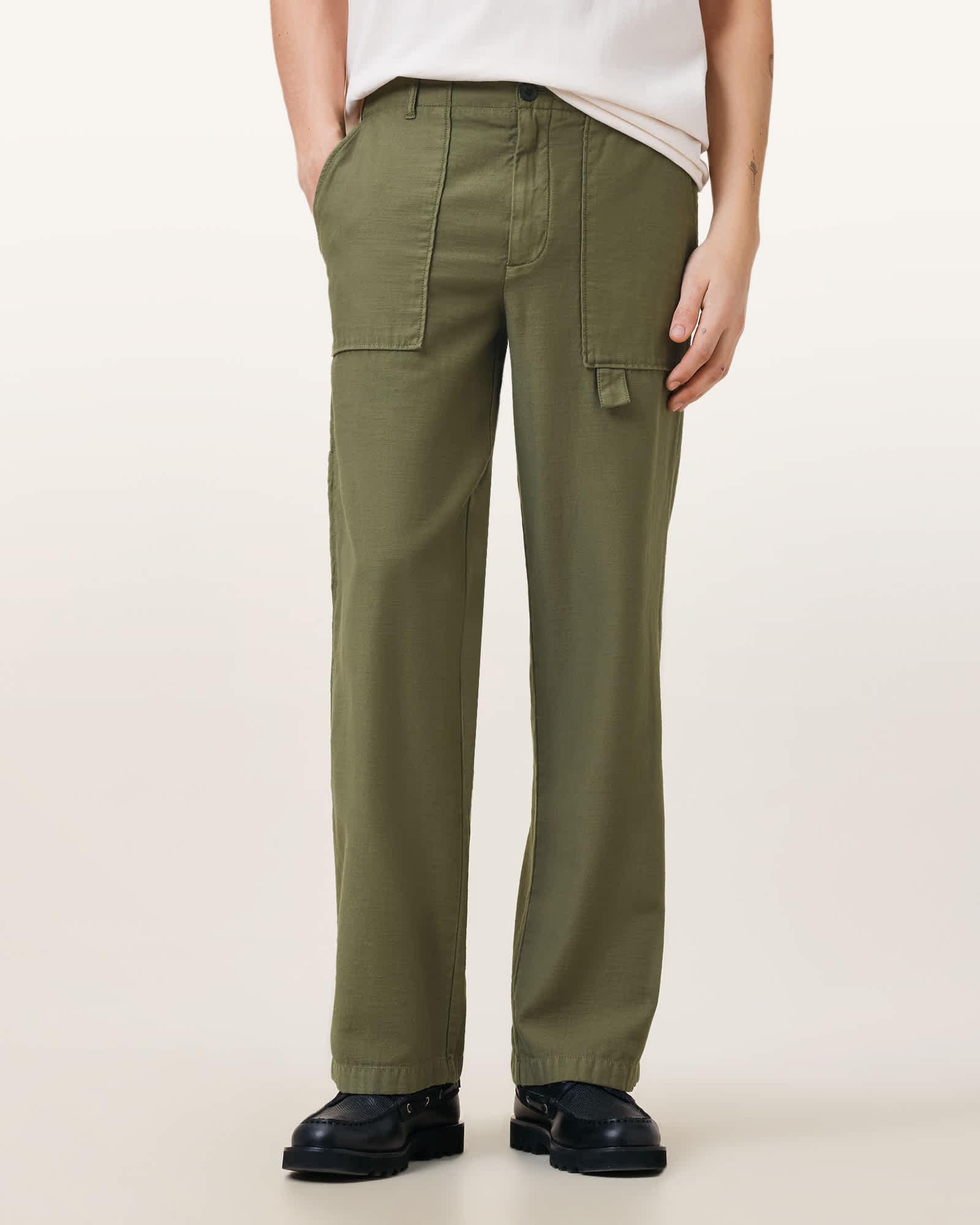 Talbot Straight Leg Pants EDEN GREEN | ALLSAINTS US Product Image