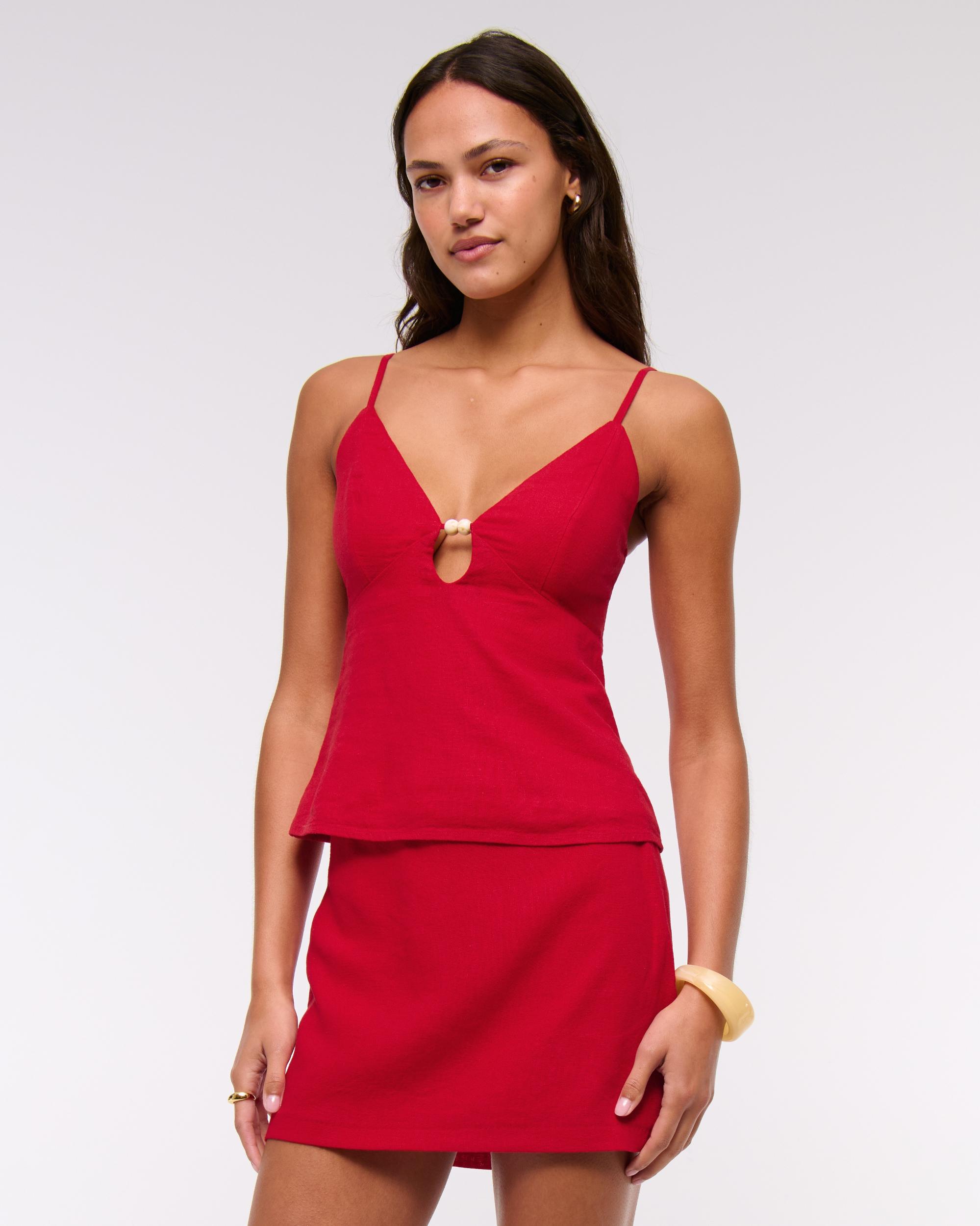 Linen-Blend Beaded Cami Product Image