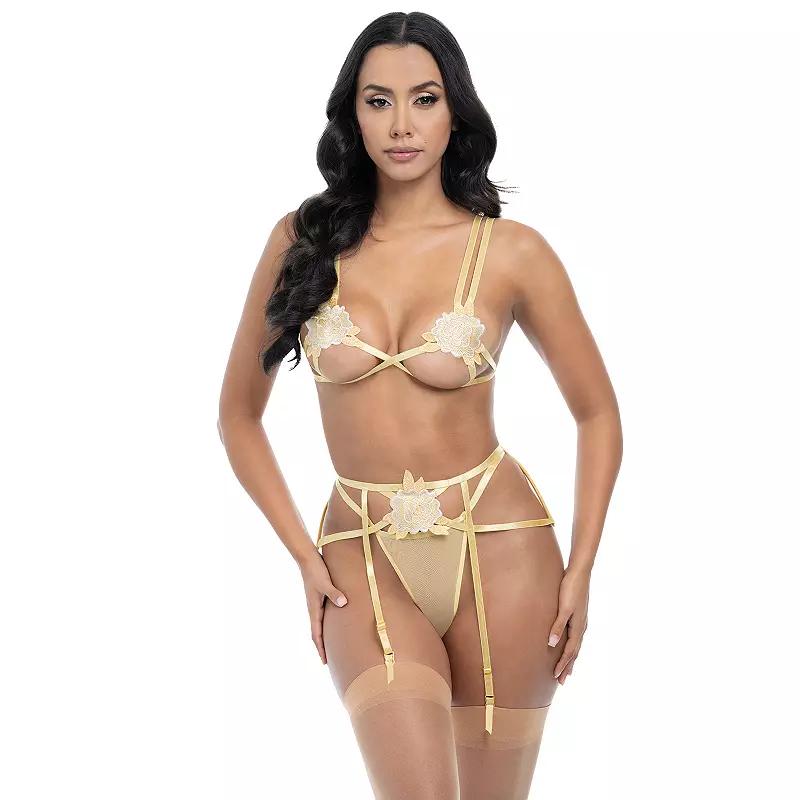 Oh La La Cheri Corin 3-Piece Lingerie Set 41-11993, Women's, Size: Small-Medium, Pale Banana Product Image