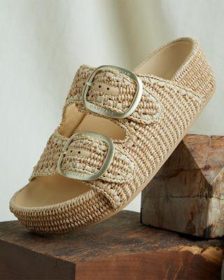 Women's Woven Buckled Espadrille Platform Sandals Product Image