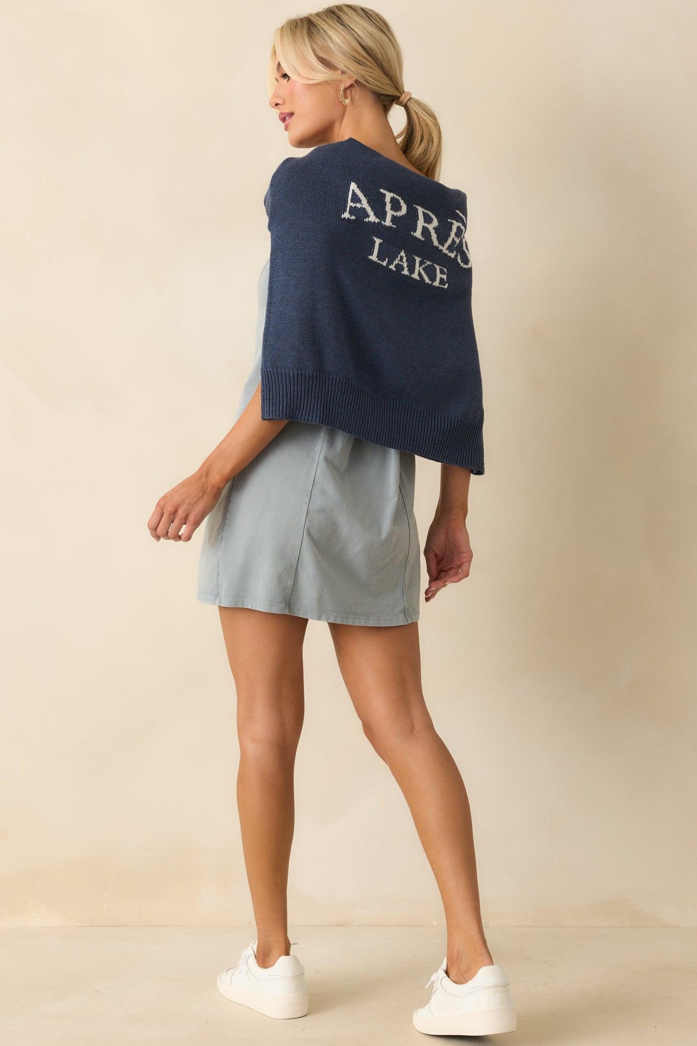 My Lakeside Dreams Navy Knit Cotton Crewneck Sweater L / Navy Product Image