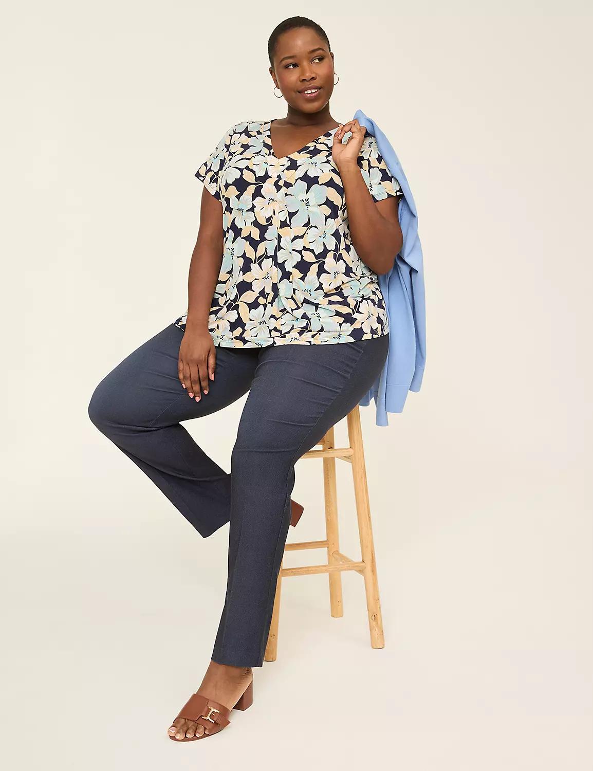 Cap-Sleeve Pleat-Front Top Product Image